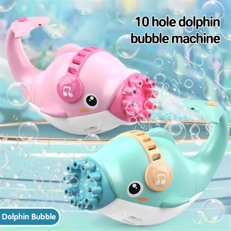 

Cartoon Dolphin Bubble Gun Rotary Tube Bubble Machine Automatic 10-hole Bubble Blower Children Blowing Bubble Baby Bathing Toys