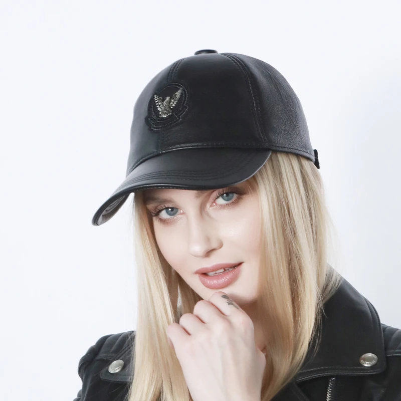 Бейсболка из натуральной кожи для мужчин и женщин однотонная Кепка черная