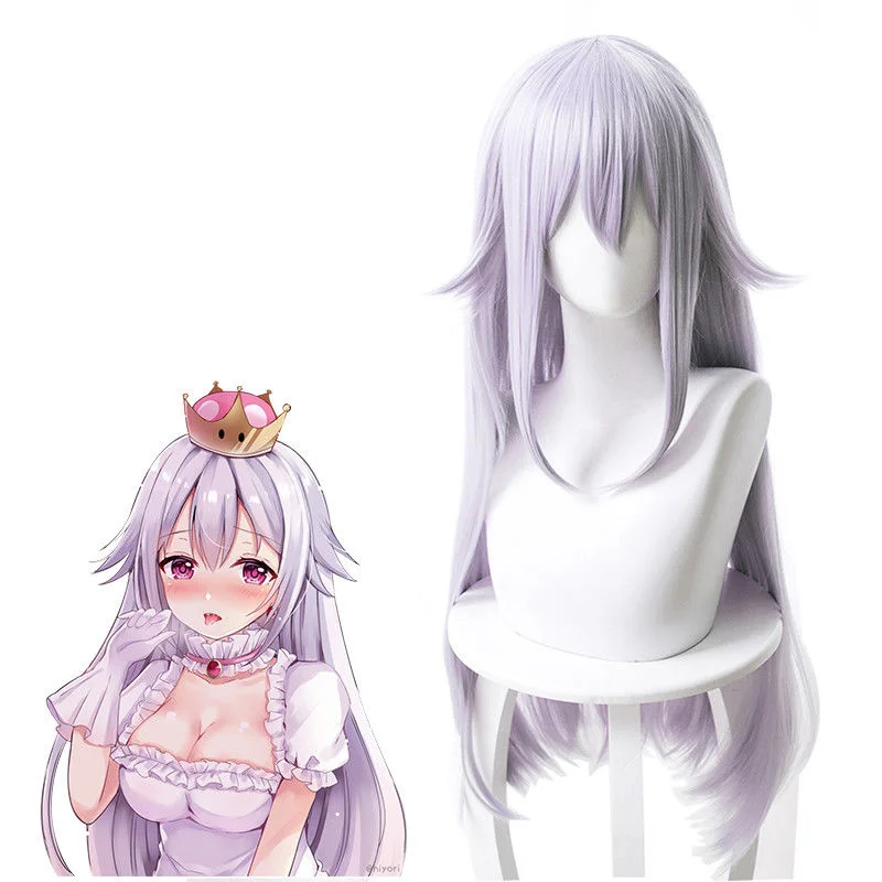 Bowsette Booette-peluca larga y recta de 31 &quotde la принцесса Тереза peluca для косплея белый с gorro цвет |