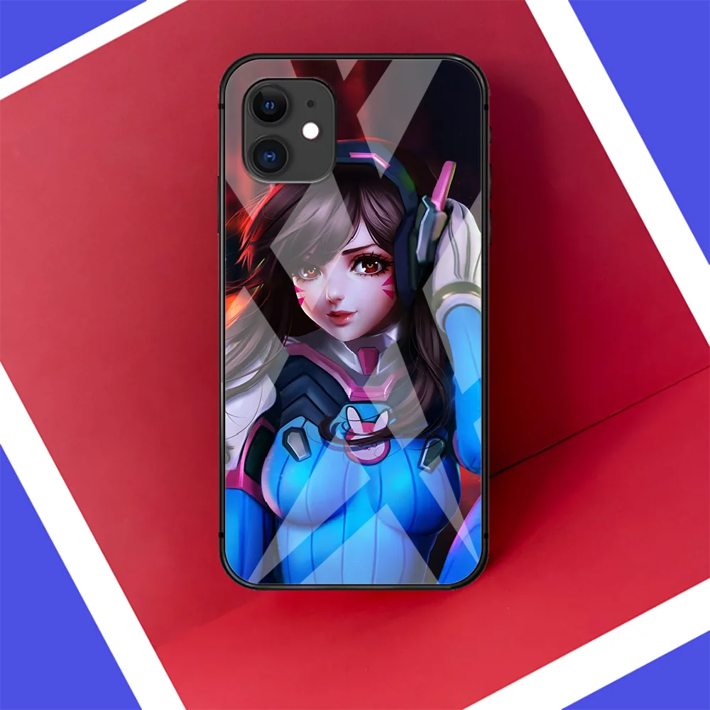 

Dva Overwatch Game OW Phone Glass Tempered Case Cover For Iphone 5 6 7 8 11 12 5S 6S X Xr XS Se Max Plus Pro Mini Pretty Trend