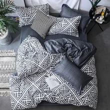 Simple Bedclothes Quilt Cover Pillowcase Three-Piece Bedding Set With Pillow Case Single Double Comforter Black Duvet Cover