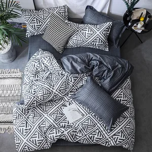 simple bedclothes quilt cover pillowcase three piece bedding set with pillow case single double comforter black duvet cover free global shipping