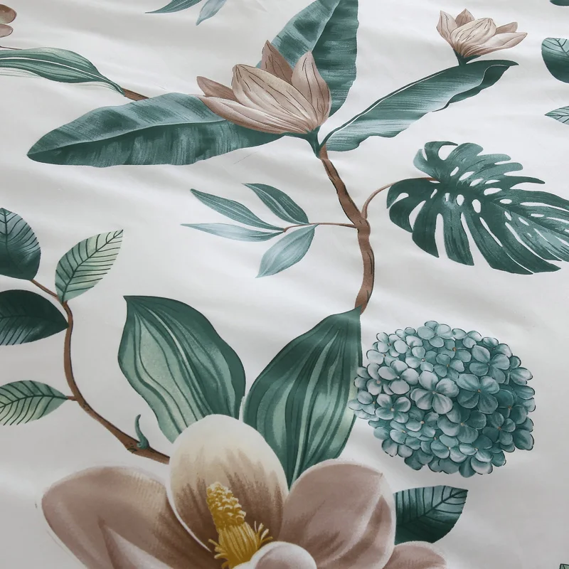 

White Duvet Cover Sets Cotton Leaves Quilt Cover Single Double Queen King Bedding Sets 2pc Pillowcase Flowers Comforter Cover