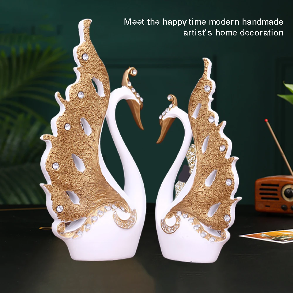 

2Pcs/Set Swan Statue Home Decoration Accessories Decor Sculpture Modern Art Ornaments Wedding Gifts for Friends Lovers