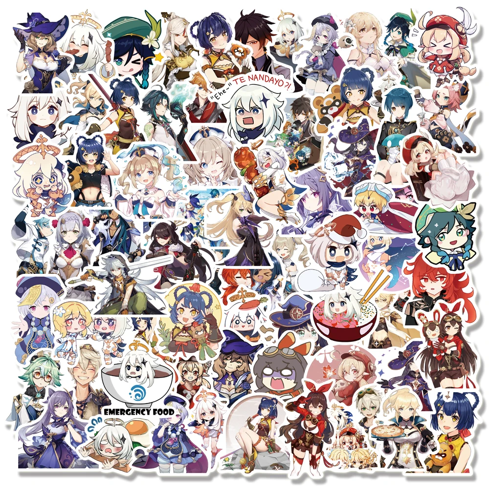 Наклейки Genshin Impact Anime Graffiti для ноутбука, багажа, велосипеда, скейтборда, компьютера, водонепроницаемые, игрушки - 10/50/100 шт.