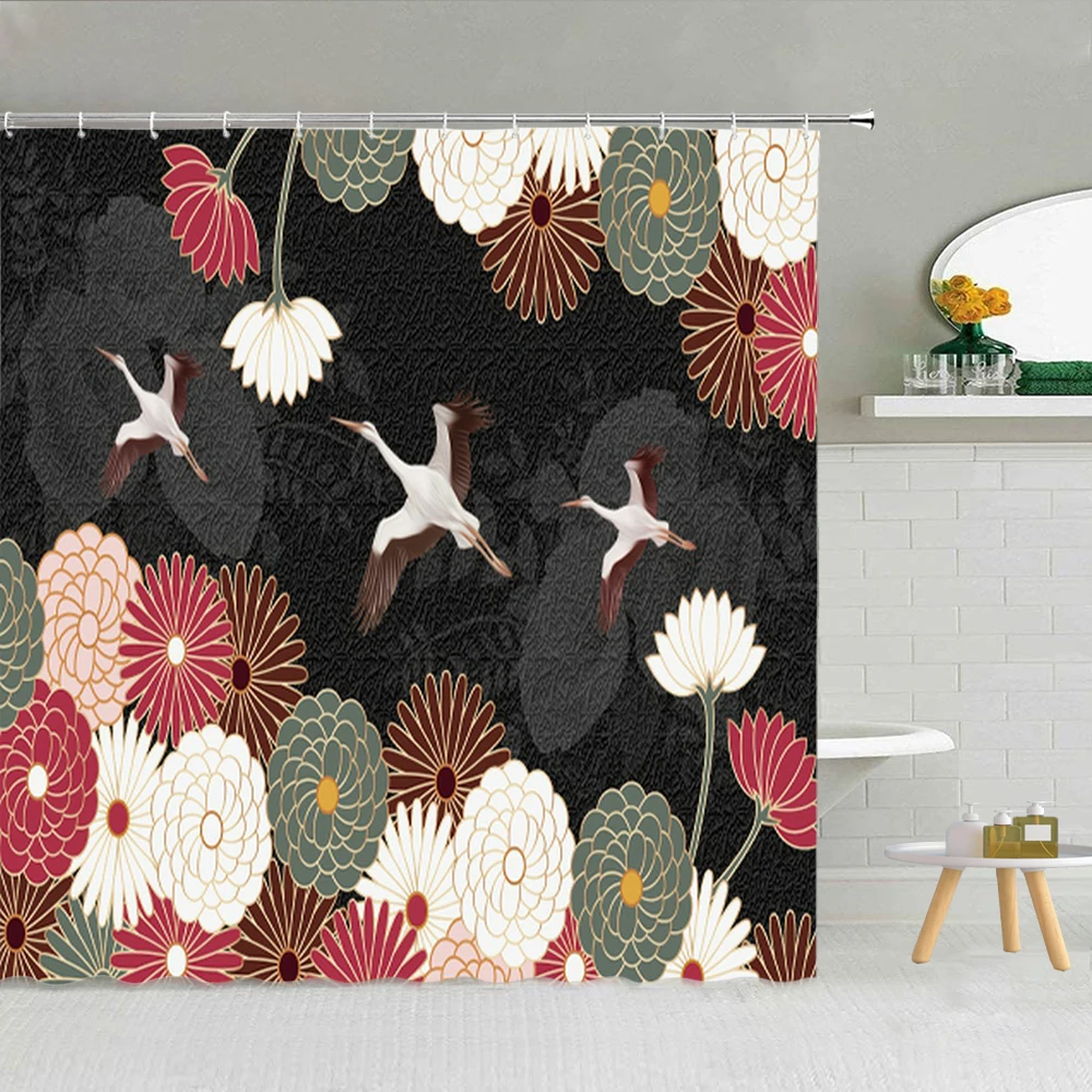 Занавеска для душа в ванную комнату с японской этнической тематикой | Дом и сад