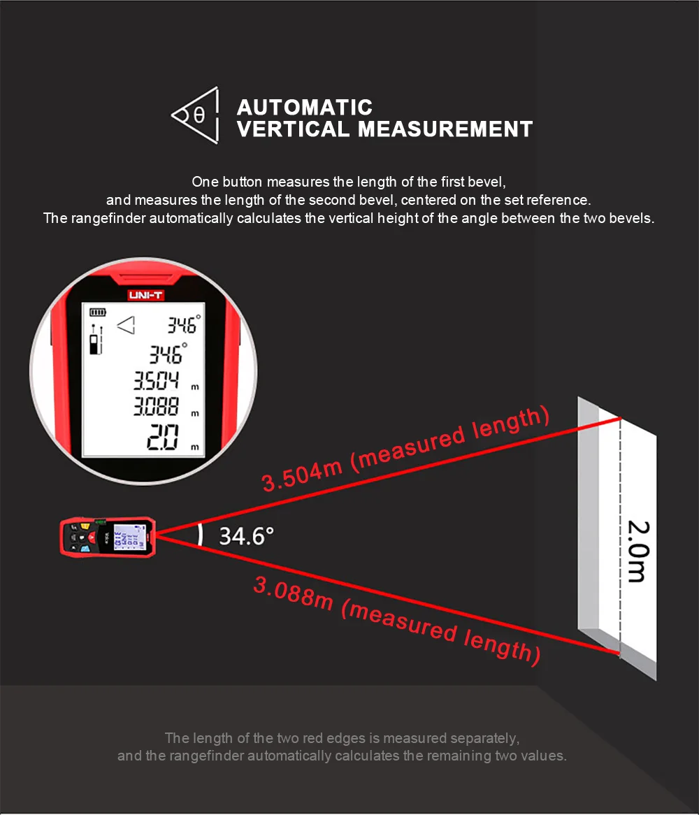 UNI-T Handheld Laser Rangefinder Distance Meter LM40 40M 50M 60M Medidor Laser Tape Build Measure Device Electronic Ruler