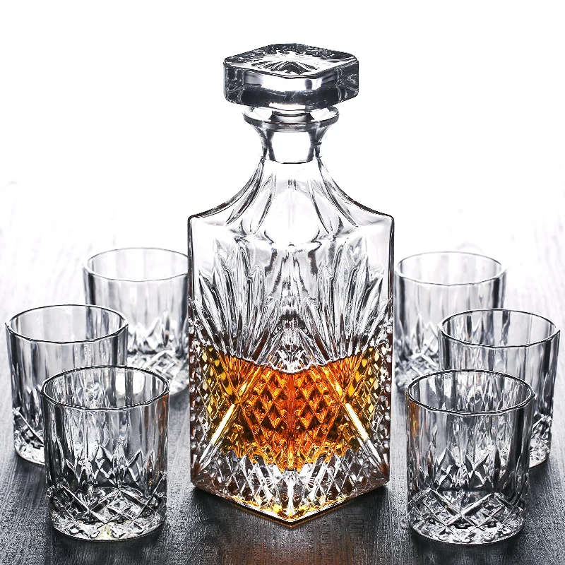 

Crystal Wine Glasses Set Modern Whiskey Luxury Cocktail 6 Shot Glass Dispenser Glass Cup Brandy Carafe En Verre Barware DG50BS