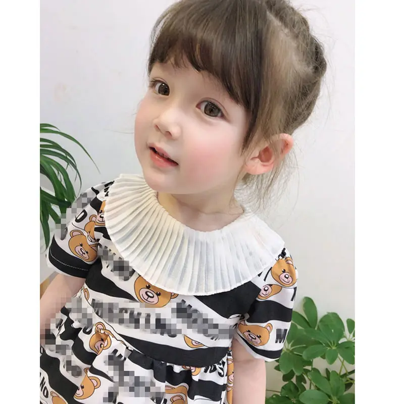 Модные платья с короткими рукавами для маленьких девочек летнее Повседневное