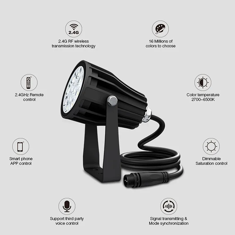 

Miboxer DC24V 6W RGB+CCT Smart LED Garden Light+Power Cable Kit Milight 2.4Ghz Remote Control Outdoor IP66 LED Garden Lawn lamp