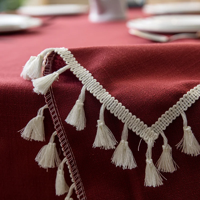 Скандинавская Водонепроницаемая скатерть чистого цвета из хлопка и льна