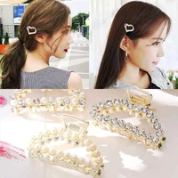 fashion pearl geometric hairpin for women girl elegant korean design pearl zircon heart shape hairpins hair styling accessories