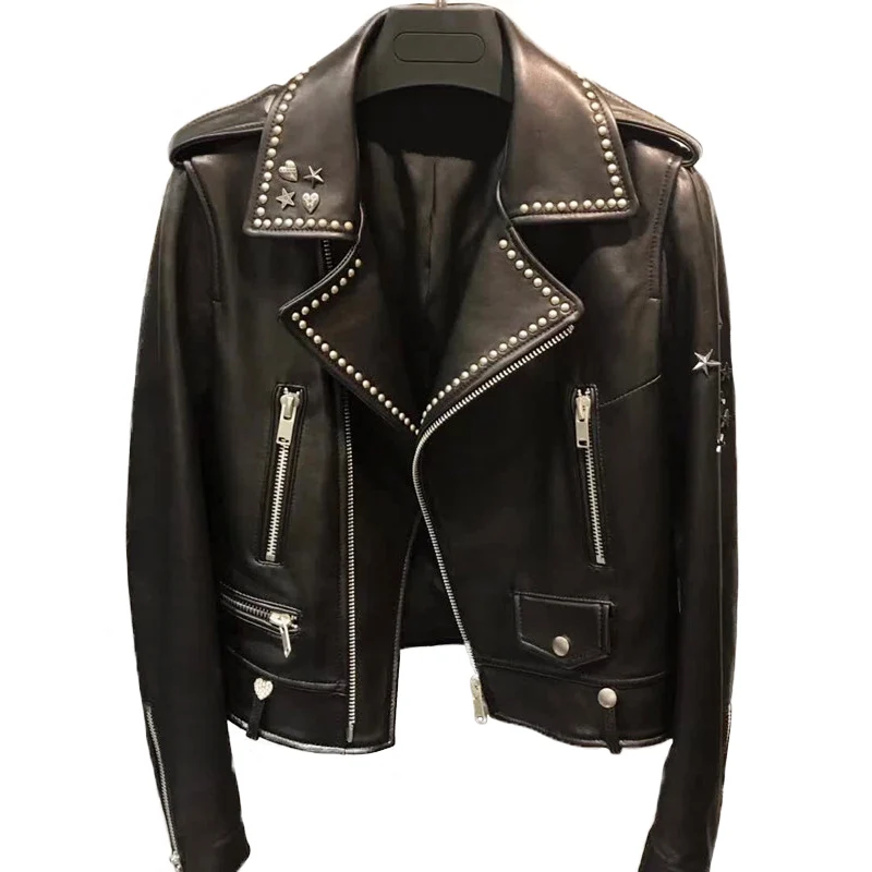 Женская куртка из натуральной кожи тонкая короткая женская модная повседневная