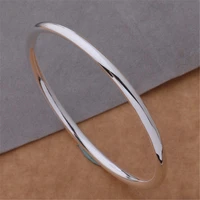 fashion classic thin bangle silver color smooth round fashion stackable bracelet