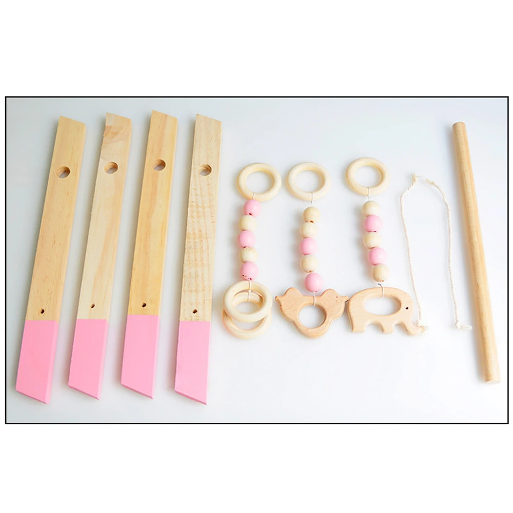 Деревянный Детский гимнастический зал с 3 деревянными игрушками для