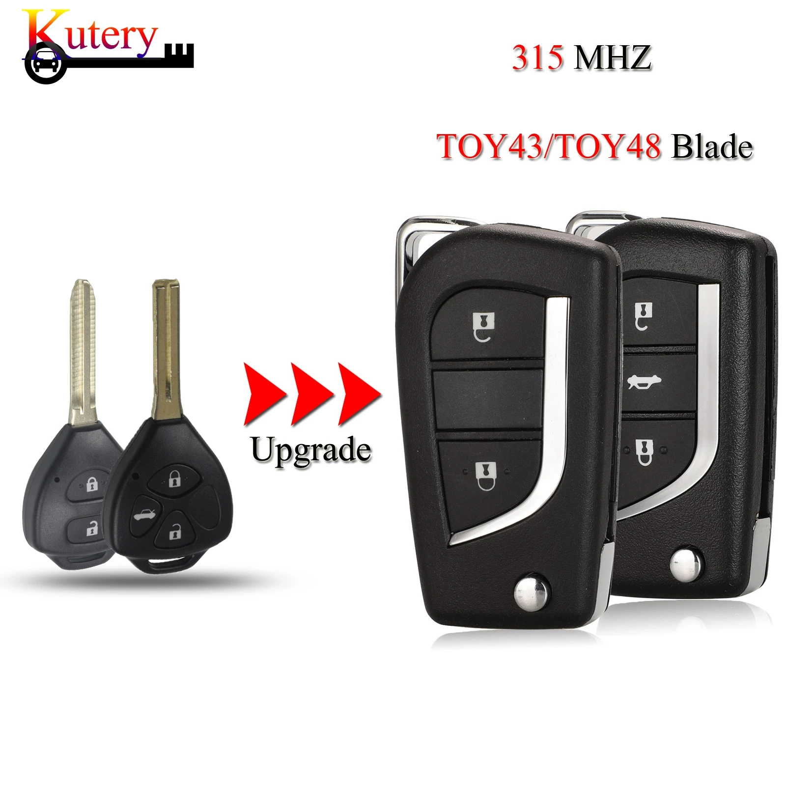 

Jingyuqin модифицированный складной дистанционный Автомобильный ключ для Toyota Corolla RAV4 Camry CROWN Reiz 2/3 кнопки 315 МГц с TOY43 TOY48 с чипом