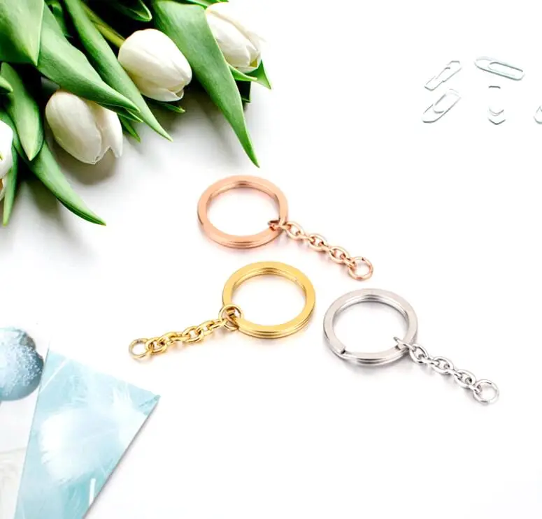 

20pcs High QualityMirror Polished Blank Keyring Keychain Split Ring Keyfob Key Holder Rings Women Men DIY Key Chains Accessories