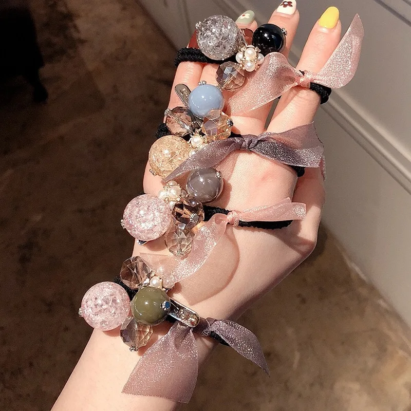 Женская резинка для волос с цветами и кристаллами| |