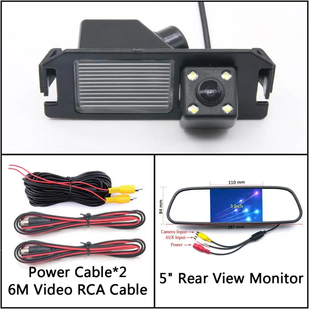 4 LED light Reverse Rear View Camera For kia plcanto Morning Rio 3 Soul MK1 MK2 Niro DE Car Parking Monitor Night Vision - Название цвета: Cam N 5 inch Mirror
