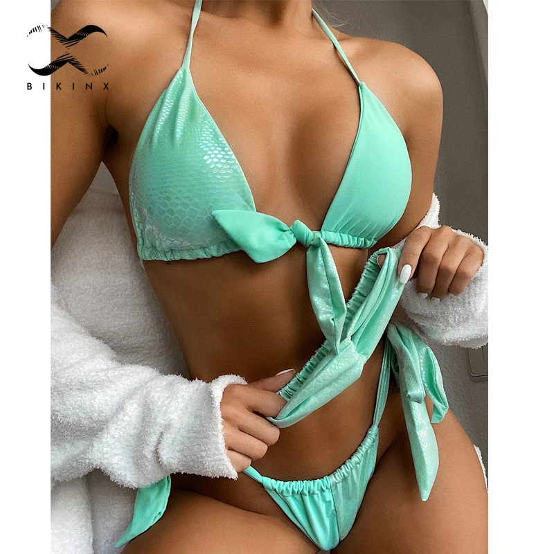 Блестящий купальник со змеиным принтом женский сексуальный бикини с пуш-ап 2020 mujer