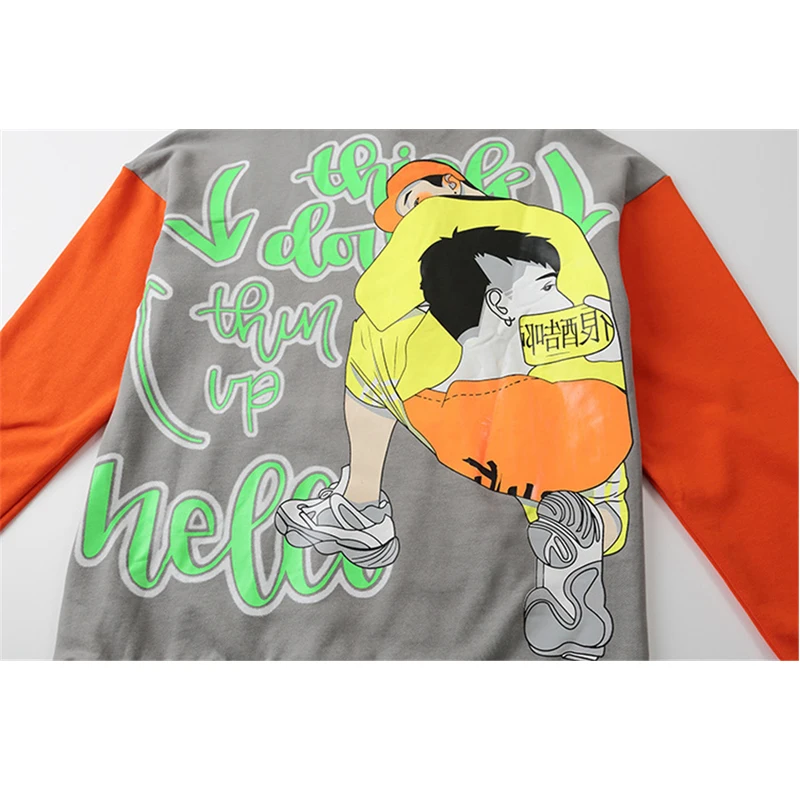 

ELKMU Harajuku Color Block Pathchwork Hoodie Men Hip Hop Streetwear Sweatshirts Graffiti Autumn Fashion Hooded Pullover HE127