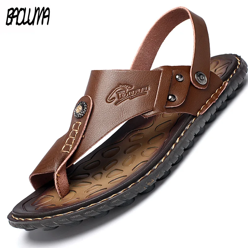 Сандалии мужские кожаные роскошная обувь ручной работы брендовые Мокасины