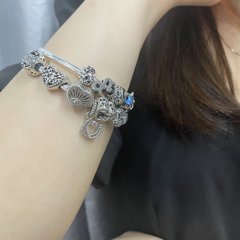 

Beads Charm Bracelets MC 1 Set 925 Silver Hollow Love For Women Romantic Bracelet Bangle For Kids Original Pandora Jewelry Gifts