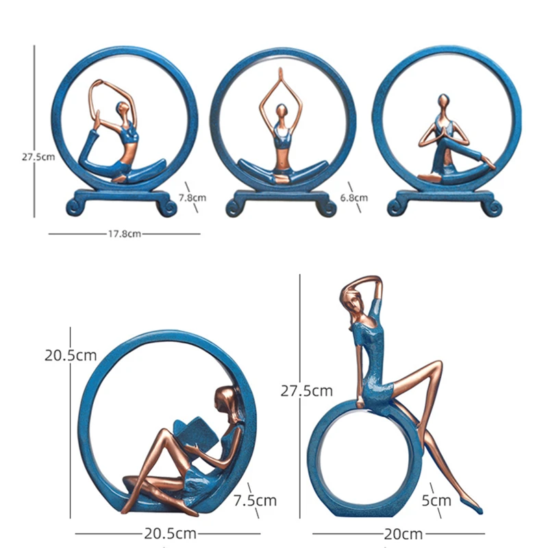 

European Style Girl Yoga Figures Resin Ornaments Home Wine Cabinet Porch TV Cabinet Crafts Decoration Figurines Room Accessories