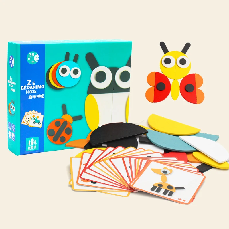 Забавная головоломка животные Детская ранняя образовательная умная деревянная