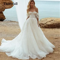 modern sparkly sequines bridal a line wedding dresses sweetheart off shoulder beach bride gowns princess dress vestidos 2022