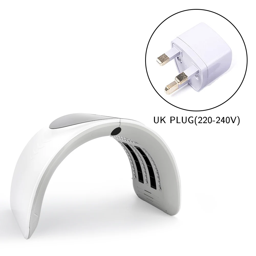 UK PLUG Складной 6 цветов PDT светодиодный светильник терапия светодиодный маска лечение акне отбеливание лица Омоложение кожи светодиодный терапевтический прибор - Цвет: UK PLUG