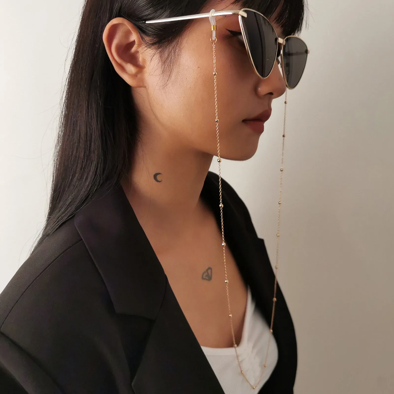 

Minimalist Style Balck Bead Chain Eyeglass Chain Lanyard Reading Glasses Chains Women Accessories Sunglasses Hold Straps Cords