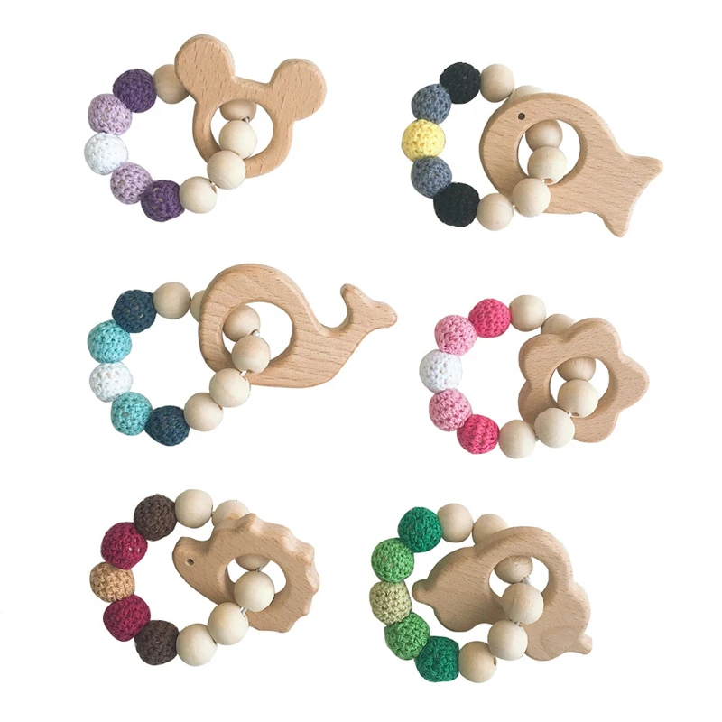 

Wooden Baby Teether Beech Organic Elephant Bird Shaped Teething Ring Toy Montessori Infant Shower Birthday Gift