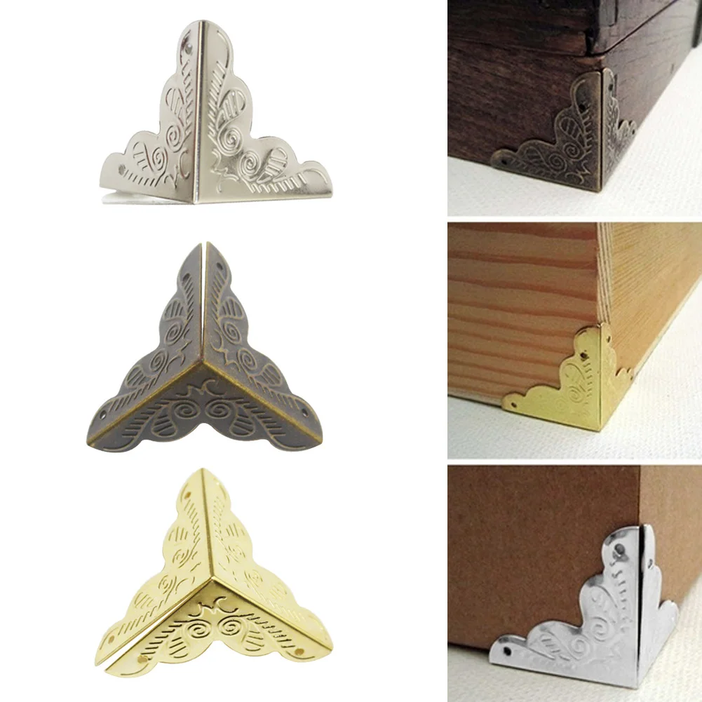 

20PCS 3.5x2.5cm Luggage Case Box Corners Brackets Decorative Corner For Furniture Decorative Triangle Rattan Carved Edging Angle