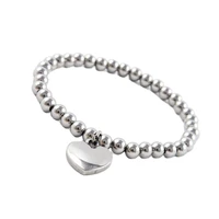 arrival 6mm 316l stainless steel beads bracelet womens trendy pendant letters bracelet for birthday cala0002