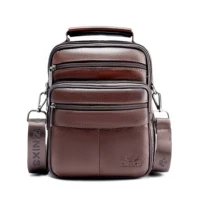 mens genuine leather handbag shoulder bag oil wax cow leather bag vintage casual style flap bags fashion crossbody bags