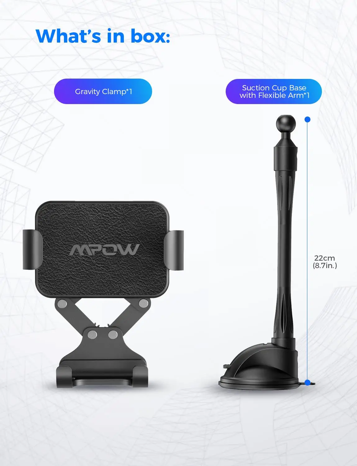 Автомобильный держатель для телефона Mpow CA134 автомобильное крепление на лобовое