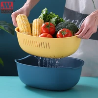 nordic style large double layer household kitchen creative hollow safe and durable multi size fruit vegetable basin drain basket