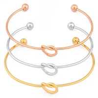 3 colors tie knot stainless steel bracelet for women rose gold color fashion bangles as birthday gift jewelry wholesale