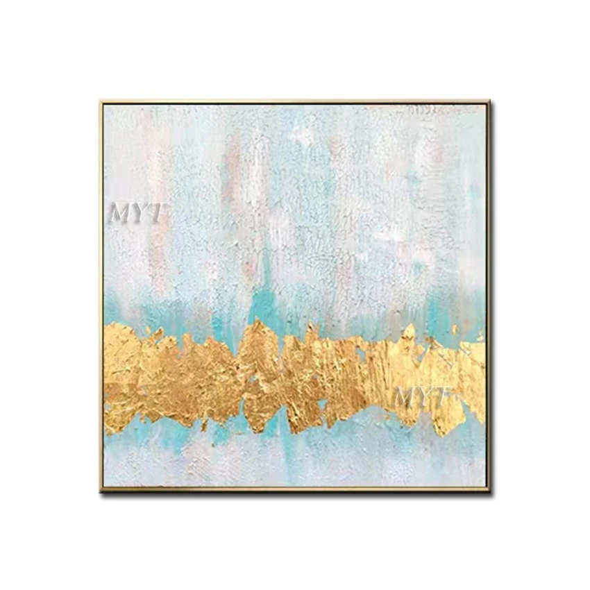 Картина маслом Золотая линия 100% ручная роспись красивое настенное искусство