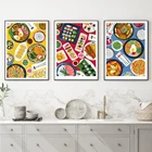 Картина на холсте с изображением еды, плакат с изображением корейских и японских суши, картина на стену кухни и еды, современный декор для ресторана