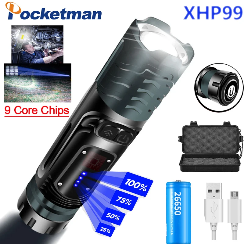 Новый XHP99 + COB светодиодный фонарик Фонарь с окошком молоток для самообороны