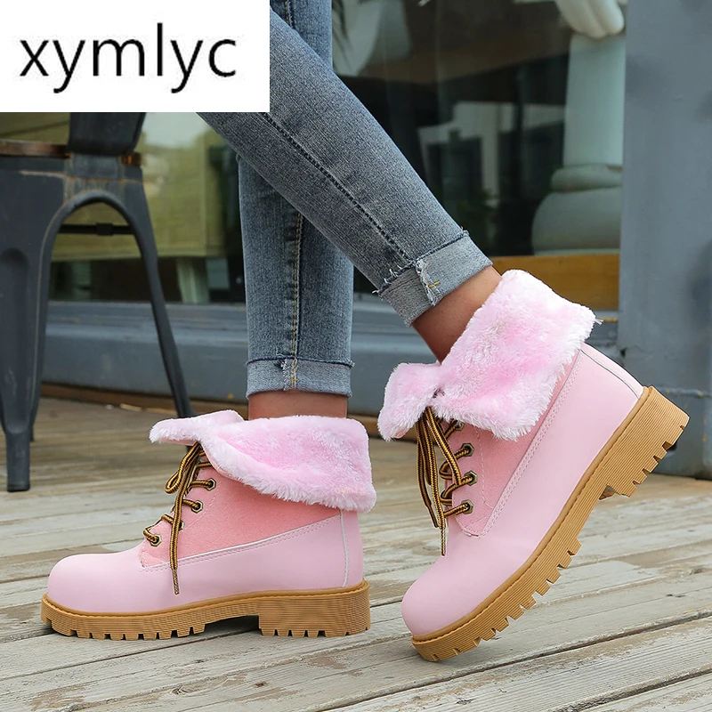 

2020 New Winter Snow Boots Women High Quality Lace Up Thick Fur Warm Winter Boots Female Shoes Fashion Ankle Boots Botas Mujer