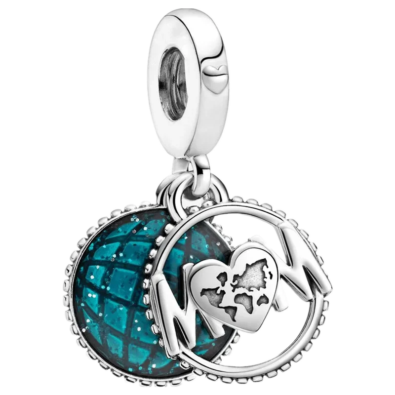 

New Original Silver Shiny Sky Ocean Blue Fox Owl Bead Fit Pandora Charms Silver 925 Beads Bracelet For Women Diy Fashion Jewelry
