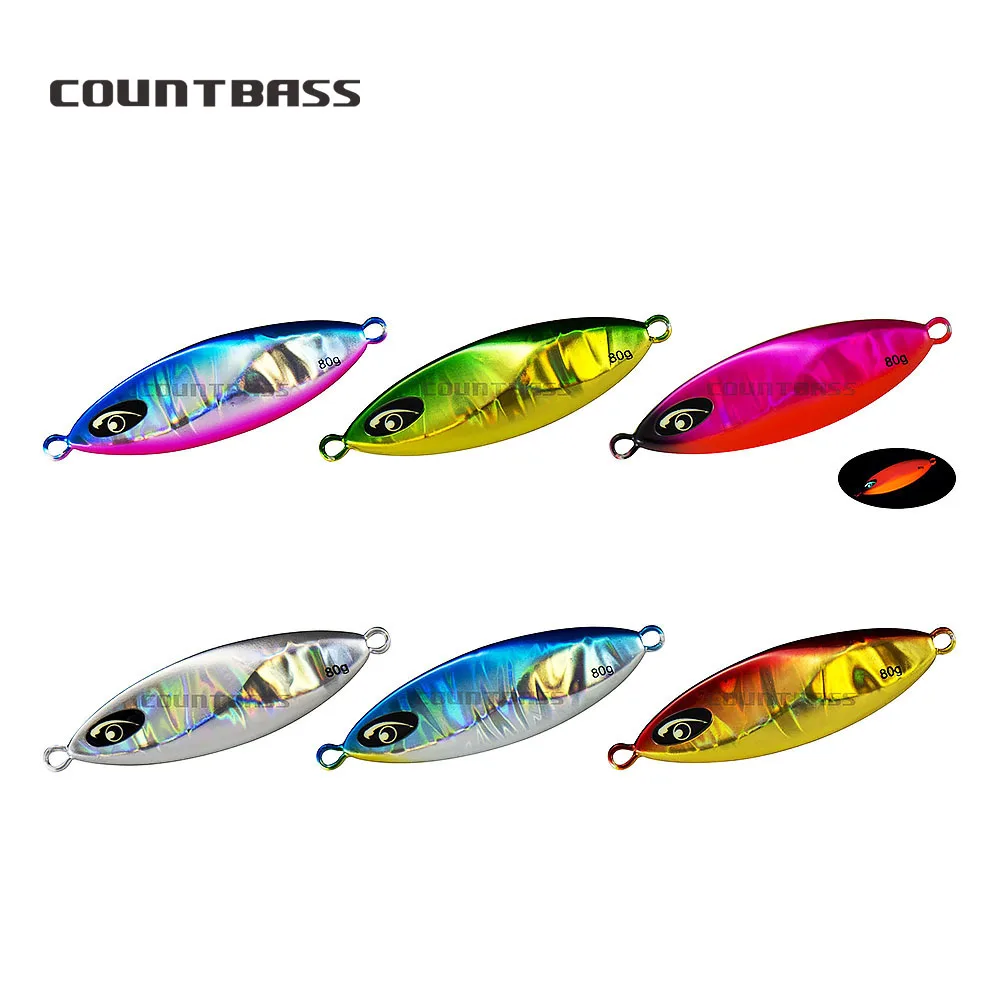 

COUNTBASS 6PCS 20g 30g 45g 60g S2 Short Slow Pitch Metal Jigs Fishing Lure with Luminous Eye Jigging Lures Angler's Chooice