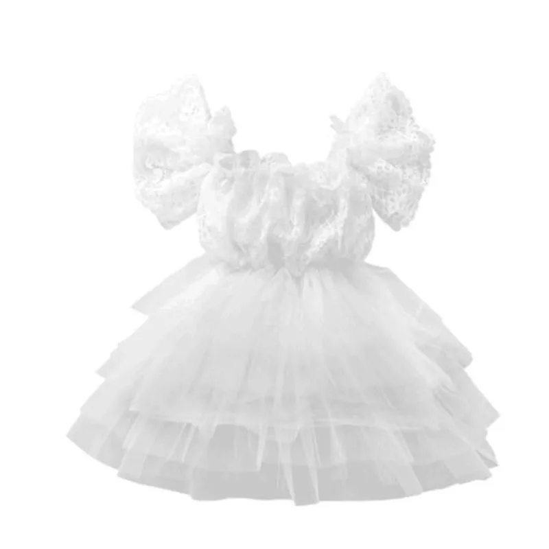 2020 Брендовое платье принцессы для маленьких девочек Кружевное белое вечернее