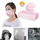 40 шт. розовые одноразовые мондмаски Earloop для лица маски для рта нетканые расплавленные 3-слойные повязки на голову маски бандана #