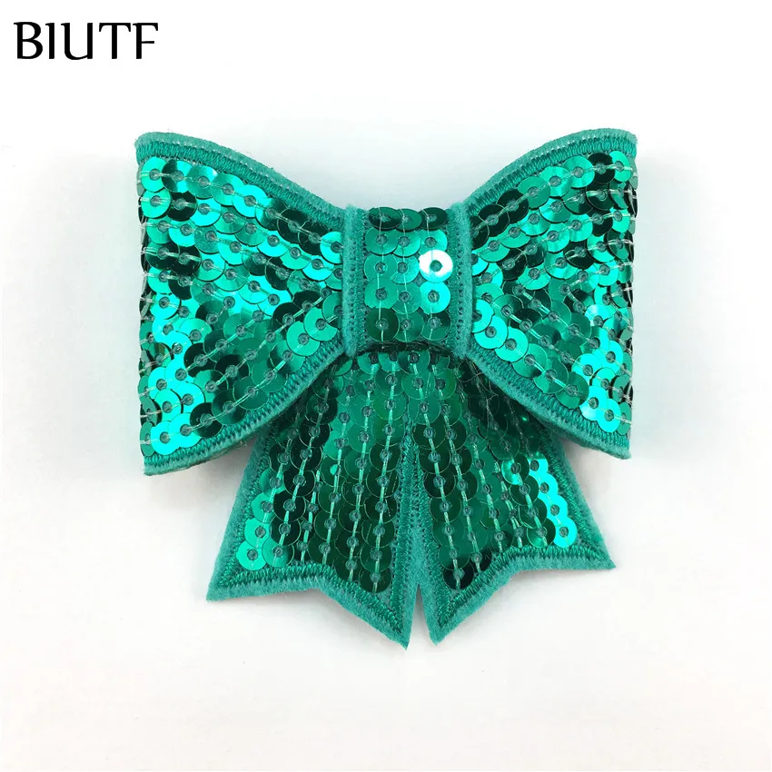 5 шт./лот большой бант для волос 7 см с вышитыми блестками и хвостом ласточки