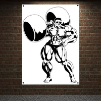 man muscular body wall hanging banners flag workout poster canvas painting wall art stickers boxing martial arts hall gym decor