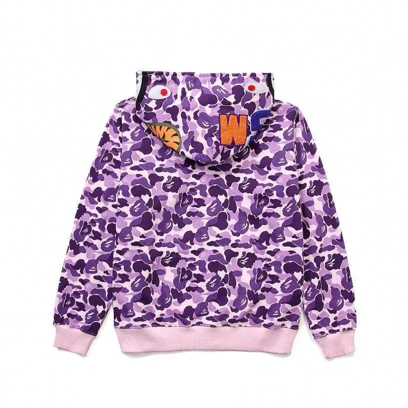 

Hoodies Winter New Camouflage Fleece Loose Casual Bape Shark Hooded Coat Couple Clothes Sweatshirts Men Clothing